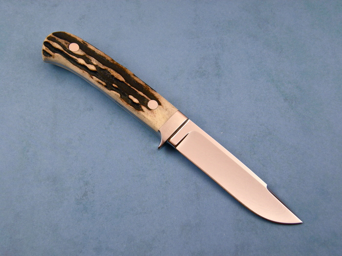 Custom Fixed Blade, N/A, ATS-34 Steel, Stag Knife made by Steve SR Johnson