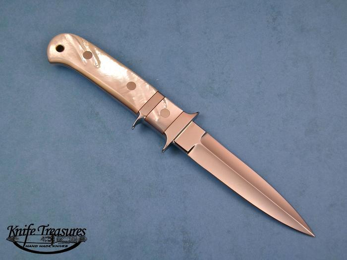 Custom Fixed Blade, N/A, ATS-34 Stainless Steel, Mother Of Pearl Knife made by Steve SR Johnson