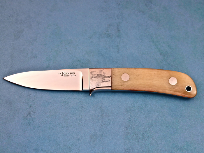 Custom Fixed Blade, N/A, ATS-34 Stainless Steel, Polished Sheep Horn Knife made by Steve SR Johnson