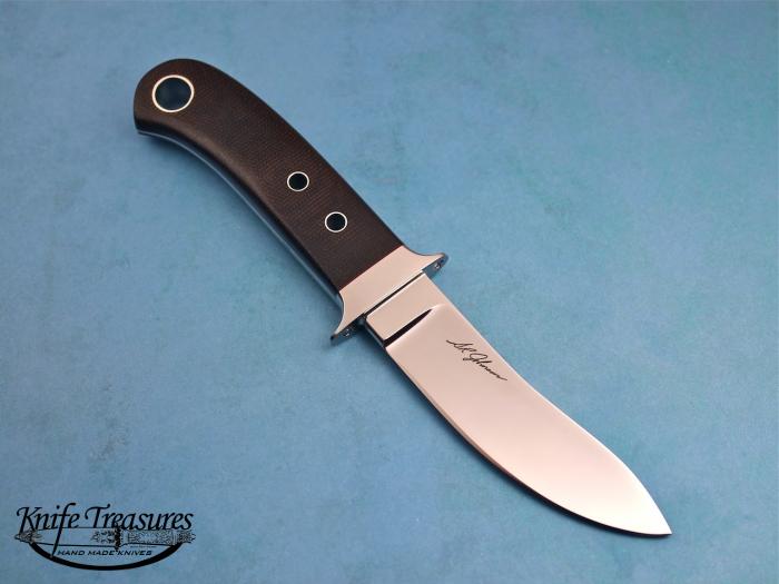 Custom Fixed Blade, N/A, ATS-34 Stainless Steel, Linnen Micarta Knife made by Steve SR Johnson