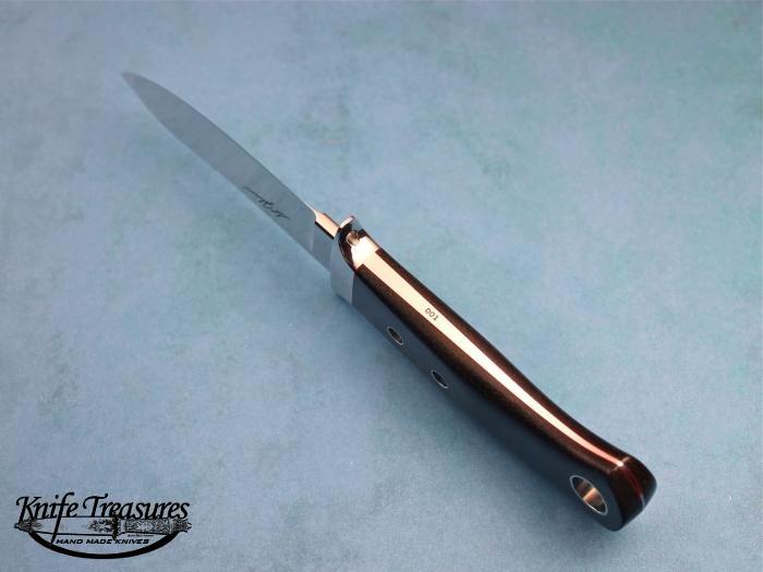 Custom Fixed Blade, N/A, ATS-34 Stainless Steel, Linnen Micarta Knife made by Steve SR Johnson