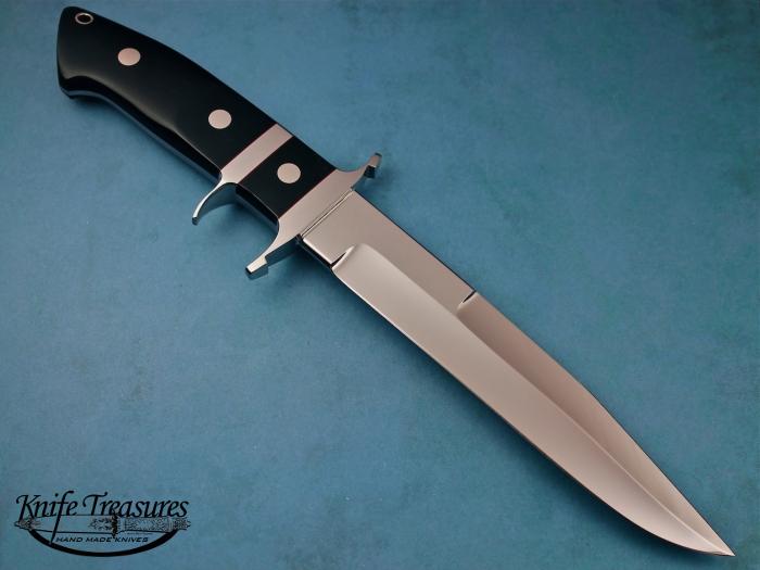 Custom Fixed Blade, N/A, ATS-34 Stainless Steel, Black Buffalo Horn Knife made by Steve SR Johnson