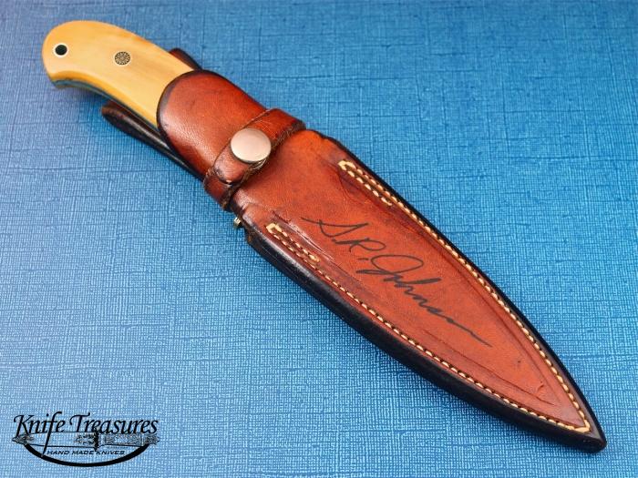 Custom Fixed Blade, N/A, ATS-34 Stainless Steel, Ram's Horn Knife made by Steve SR Johnson
