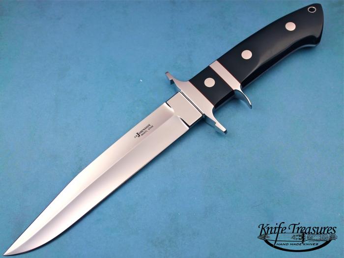 Custom Fixed Blade, N/A, CPM_154, Black Buffalo Horn Knife made by Steve SR Johnson
