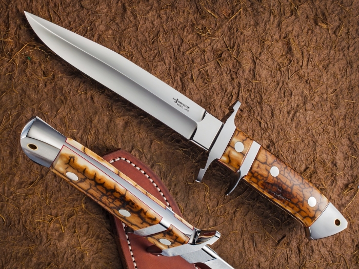 Custom Fixed Blade, N/A, PM-154, Fossilized Mammoth Knife made by Steve SR Johnson