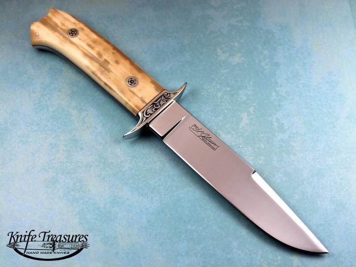 Custom Fixed Blade, N/A, ATS-34 Steel, Fossilized Walrus Knife made by Steve SR Johnson