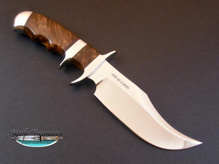 Custom Fixed Blade, N/A, ATS-34 Steel, Wood Burl Knife made by Steve SR Johnson