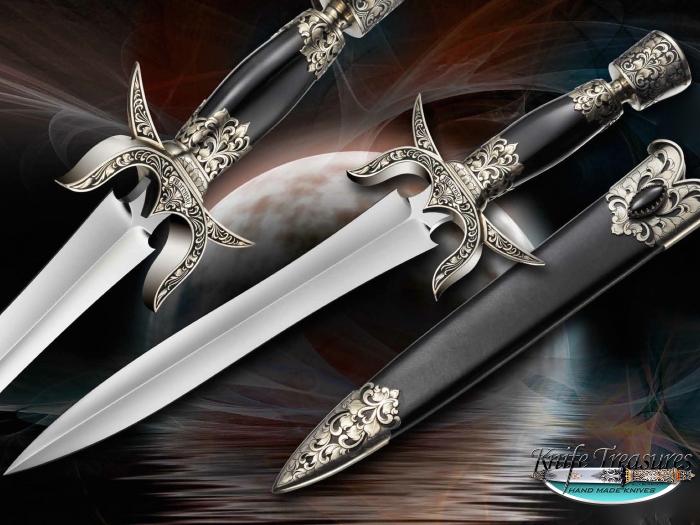 Custom Fixed Blade, N/A, 440C Stainless Steel, Black Jade Knife made by Buster Warenski