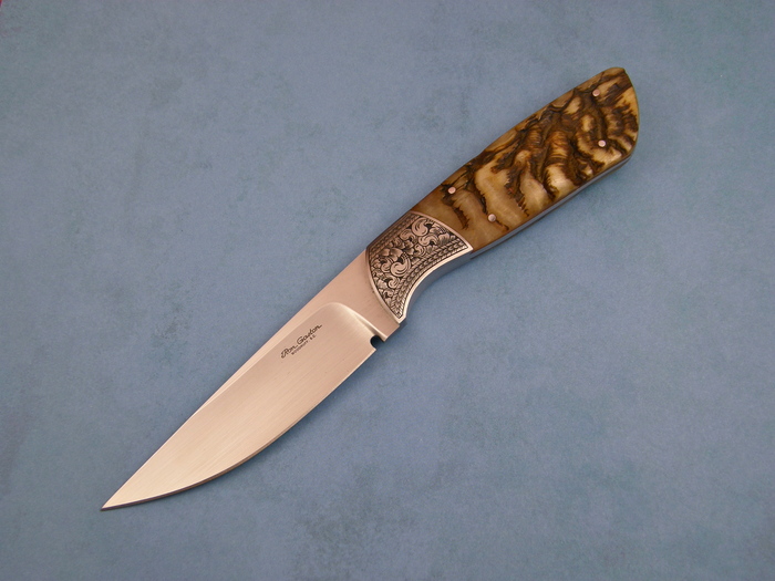 Custom Fixed Blade, N/A, ATS-34 Steel, Rams Horn Knife made by Ron Gaston