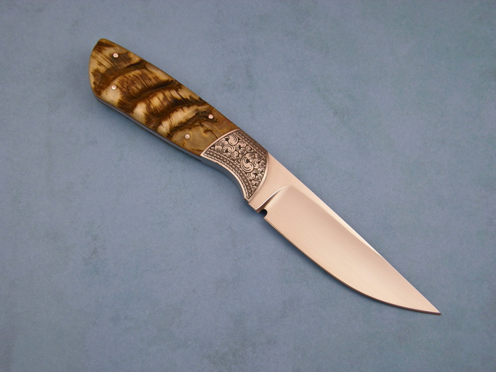 Custom Fixed Blade, N/A, ATS-34 Steel, Rams Horn Knife made by Ron Gaston