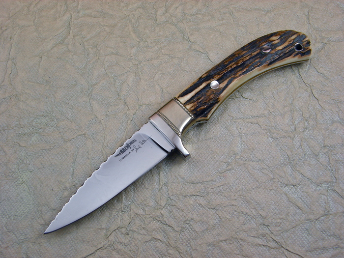 Custom Fixed Blade, N/A, 440-C Stainless Steel, Natural Stag Knife made by Gill Hibben