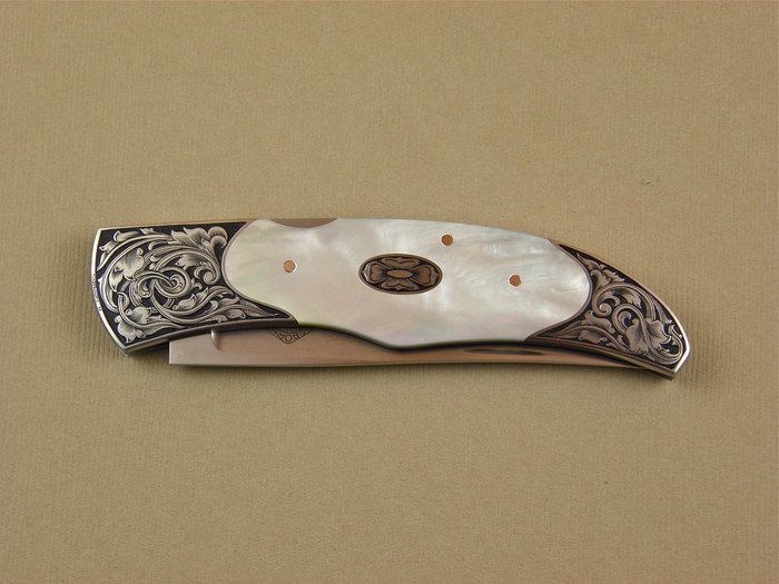 Custom Folding-Bolster, Lock Back, ATS-34 Steel, Mother Of Pearl Knife made by Warren Osborne