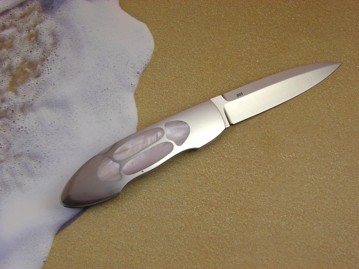Custom Folding-Inter-Frame, Lock Back, ATS-34 Steel, Pink Pearl Knife made by Warren Osborne