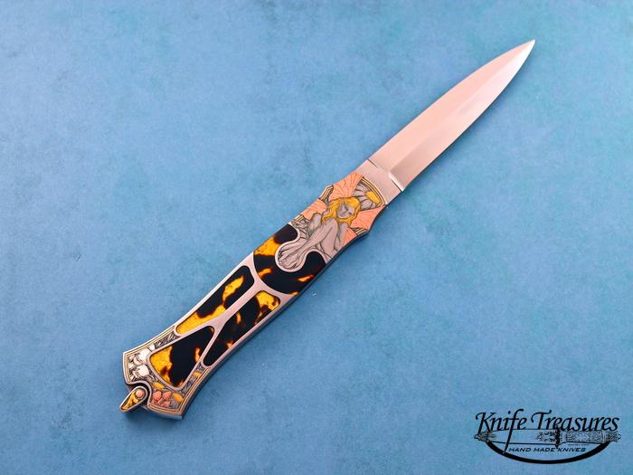 Custom Folding-Inter-Frame, Lock Back, ATS-34 Stainless Steel, Exotic Scales Knife made by Warren Osborne