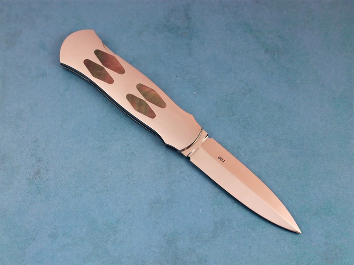 Custom Folding-Inter-Frame, Lock Back, ATS-34 Stainless Steel, Black Lip Pearl Knife made by Warren Osborne