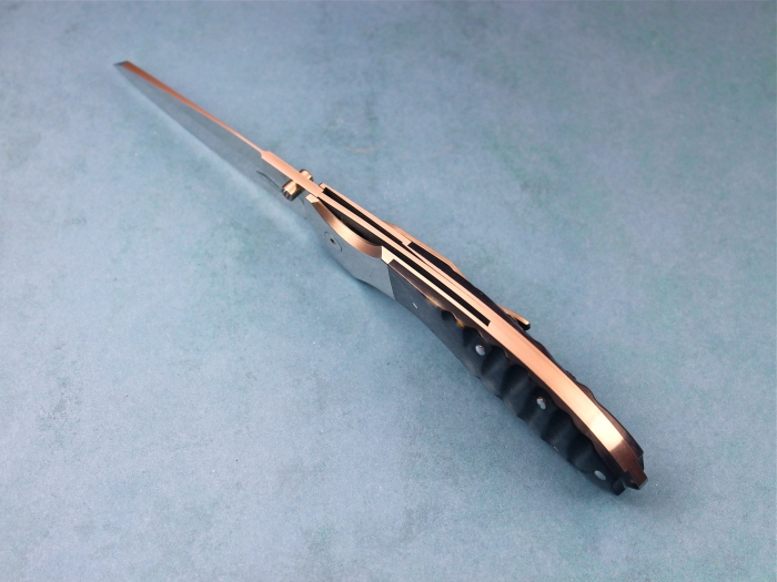 Custom Folding-Bolster, Top Liner Lock, ATS-34 Stainless Steel, Kudu Horn Knife made by Warren Osborne