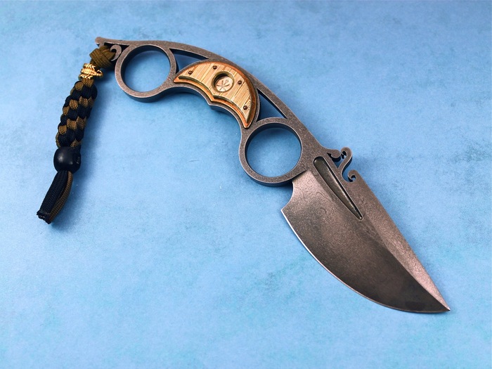 Custom Fixed Blade, N/A, Darkwater Steel, Titanium-Mokume Knife made by Oleksander Bogdanovich