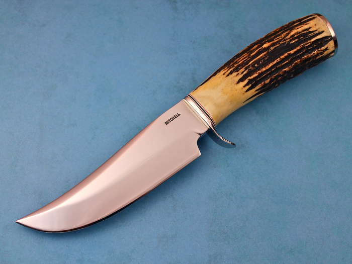 Custom Fixed Blade, N/A, 440-C Stainless Steel, Natural Stag Knife made by Harry Mitchell