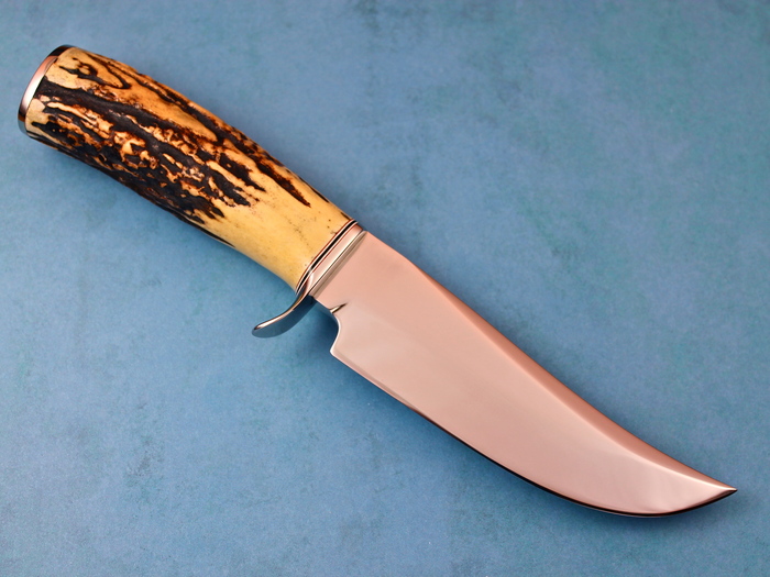 Custom Fixed Blade, N/A, 440-C Stainless Steel, Natural Stag Knife made by Harry Mitchell